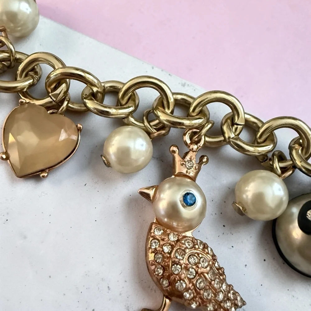 Betsey Johnson 3-PC Bracelet Set-Charm Bracelet,Faux Pearl Stretch & Blue Cryst